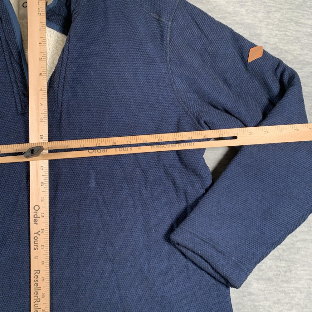 Orvis Sweater Mens Large Blue Waffle Fleece Quarter Zip Sherpa Lined Pullover - Picture 6 of 10